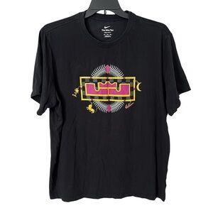 Nike Dri-Fit LeBron James Graphic T-Shirt Men's 2XL Black Cotton Blend Crew Neck